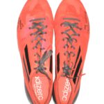 Ryan Spadola 2013 NFL Combine Issued & Signed Neon Orange and Black Adidas Adizero Cleats – Size 13