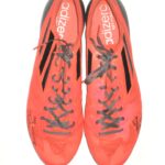 Ryan Spadola 2013 NFL Combine Issued & Signed Neon Orange and Black Adidas Adizero Cleats – Size 13