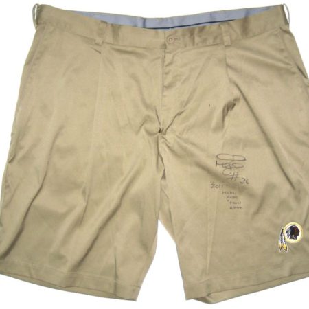 Darrel Young Autographed Gold Washington Redskins Nike Golf Shorts - Worn to Stadium for Home Games