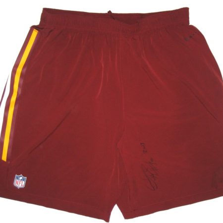 Darrel Young Training Worn & Signed Official Washington Redskins Nike Speed Vent Performance Dri-FIT Shorts