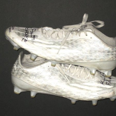 Kavon Frazier Central Michigan Chippewas Game Worn & Signed White & Silver Adidas Adizero Cleats