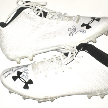 AJ Francis Miami Dolphins Game Worn & Signed White & Black Under Armour Nitro Cleats – Worn Vs Atlanta Falcons!