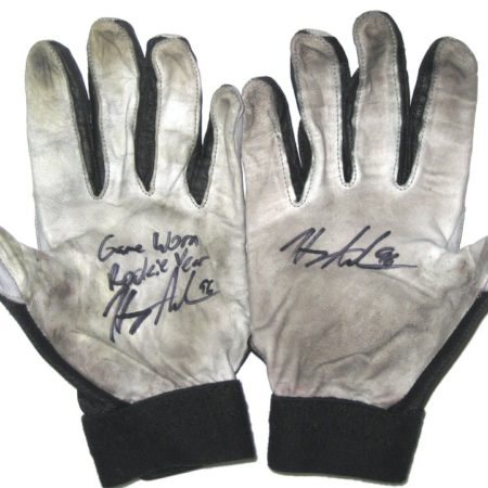 Henry Anderson Indianapolis Colts Game Worn & Signed White, Gray & Black Nike Gloves