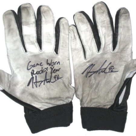 Henry Anderson Indianapolis Colts Rookie Game Worn & Signed White, Gray & Black Nike XXL Gloves