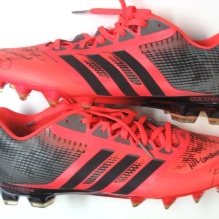 Ryan Spadola 2013 NFL Combine Issued & Signed Orange, Gray & Black Adidas Cleats