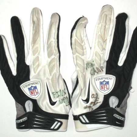 AJ Francis Miami Dolphins 2014 Mini-Camp Worn & Signed White, Gray & Black Nike Super Bad Gloves