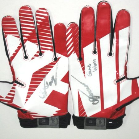 AJ Tarpley Stanford Cardinal Game Worn & Signed Red & White Nike Superbad Gloves