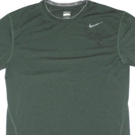 Darien Harris Michigan State Spartans Game Used & Signed Green Nike Pro Compression XL Shirt