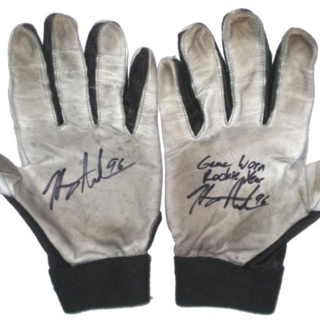 Henry Anderson Indianapolis Colts Rookie Game Used & Signed White, Gray & Black Nike Gloves