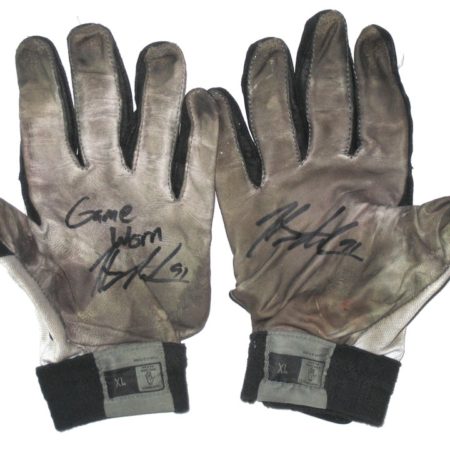 Henry Anderson Stanford Cardinal Game Worn & Signed White, Gray & Black Nike XL Gloves