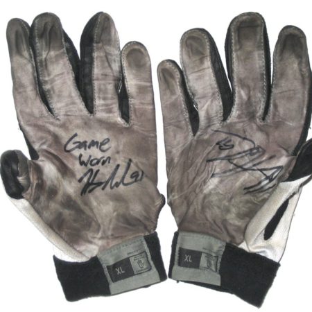 Henry Anderson Stanford Cardinal Game Used & Signed White, Gray & Black Nike Gloves