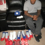 Jay Bromley with New York Giants Game Used & Signed Gray, Red & Blue Nike Cleats