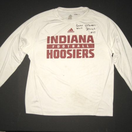 Michael Hunter Game Worn & Signed Official Indiana Hoosiers Football Long Sleeve Adidas Shirt