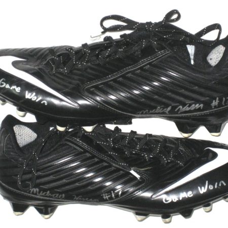 Michael Hunter Oklahoma State Cowboys Game Used & Signed Black & White Nike Speed Cleats