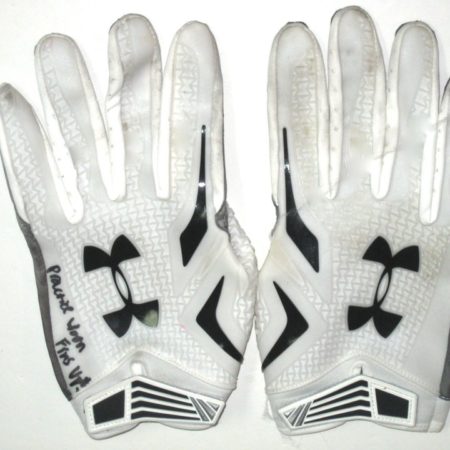 AJ Francis Miami Dolphins Practice Worn & Autographed White, Gray & Black Under Armour Gloves