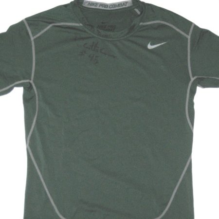 Darien Harris Michigan State Spartans Game Used & Signed Green Nike Pro Compression XL Shirt