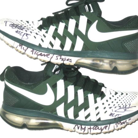 Darien Harris Michigan State Spartans Autographed White & Green Nike Fingertrap Air Max Travel Shoes