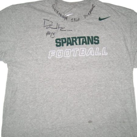 Darien Harris Signed Pregame Walk-Through Michigan State Spartans Football Nike XL Shirt