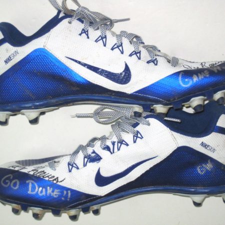 David Reeves Duke Blue Devils Game Used & Signed White & Blue Nike Alpha Cleats