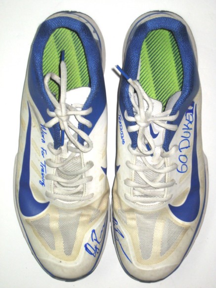 David Reeves Duke Blue Devils Training Worn & Signed White & Blue Nike ...