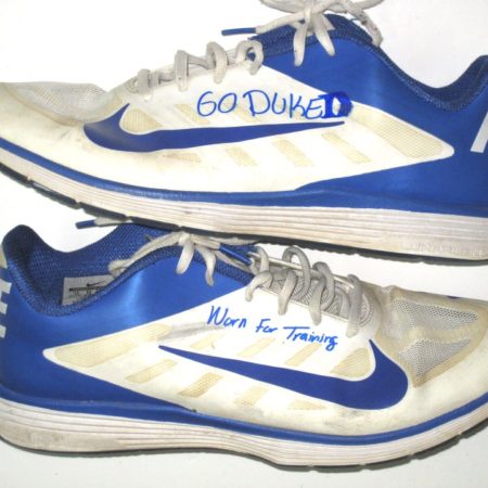 David Reeves Duke Blue Devils Training Worn & Signed White & Blue Nike Vapor TR Sneakers