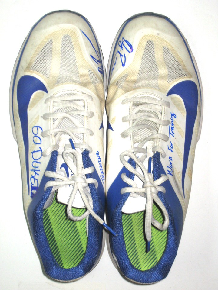 David Reeves Duke Blue Devils Training Worn Signed White Blue Nike Vapor TR Sneakers