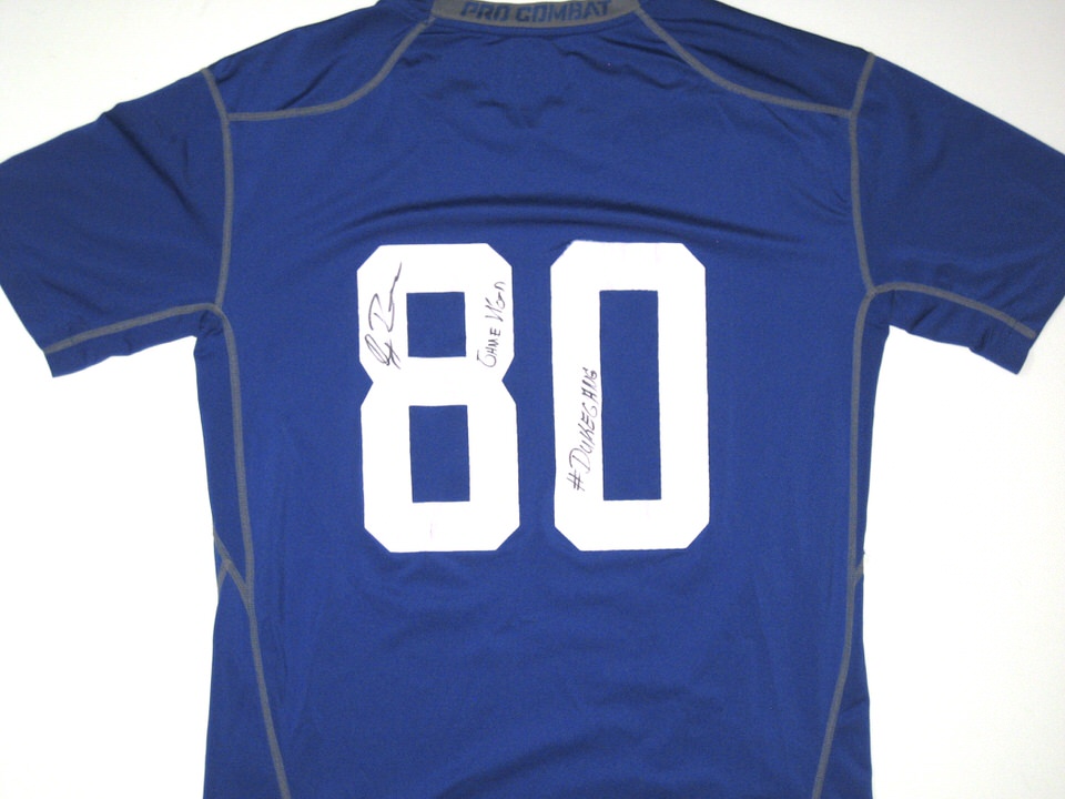 aventuras retrasar bordillo David Reeves Game Worn & Signed Duke Blue Devils Football #80 Nike Pro  Combat Compression XXL Shirt - Big Dawg Possessions
