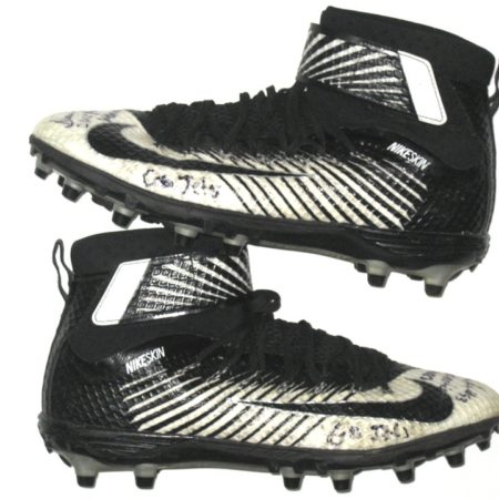 Deon Simon New York Jets Practice Worn & Autographed White & Black Nike Lunarbeast Elite TD Cleats