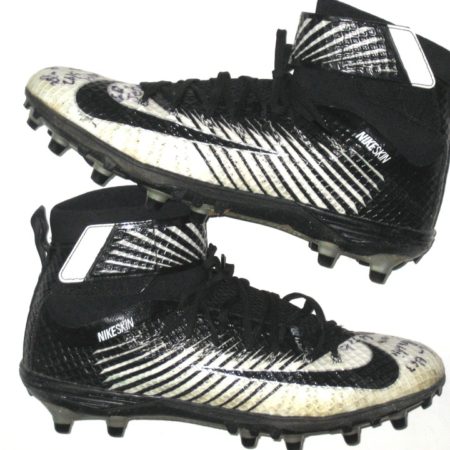 Deon Simon New York Jets Practice Worn & Autographed White & Black Nike Lunarbeast Elite TD Cleats