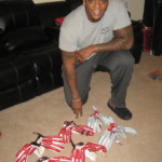 Jay Bromley with New York Giants Game Worn & Signed Red & White Nike Superbad 3XL Gloves