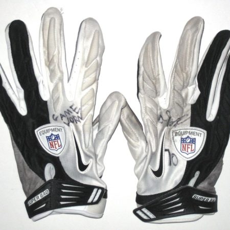AJ Francis Tampa Bay Buccaneers Game Worn & Signed White, Gray & Black Nike Superbad XXL Gloves