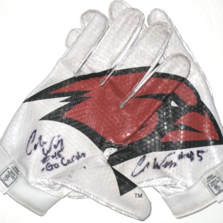 Cole Wick Game Worn & Signed Incarnate Word Cardinals Team Logo Adidas Adizero Gloves