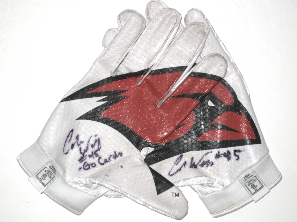 Wick Game Worn & Signed RARE Incarnate Word Cardinals Team Logo Adidas Adizero Gloves - Big Dawg Possessions