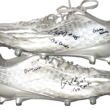 Cole Wick Incarnate Word Cardinals Game Used & Signed White & Silver Adidas Adizero Cleats