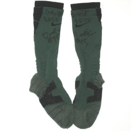 Darien Harris Michigan State Spartans Game Worn & Signed Green & Black Nike Dri-Fit Large Socks