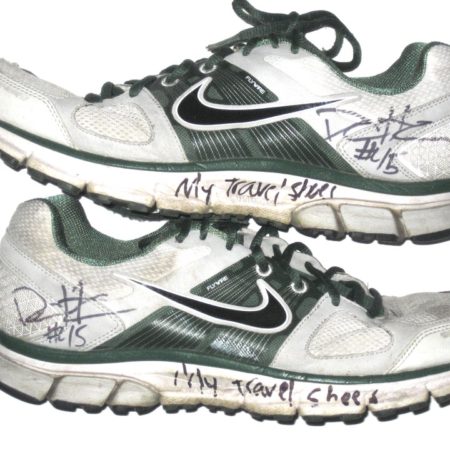 Darien Harris Michigan State Spartans Travel Worn & Signed White & Green Nike Pegasus Sneakers