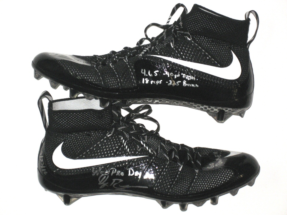 En la cabeza de columpio Envío David Reeves Duke Blue Devils 2016 NFL Pro Day Worn & Signed Black & White Nike  Vapor Untouchable Cleats - Big Dawg Possessions