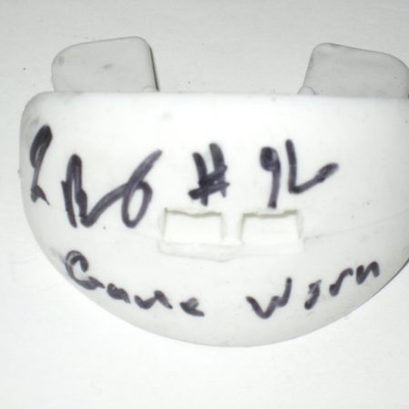 Jay Bromley 2015 New York Giants Game Worn & Signed White Vettex Mouthguard