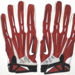 Jay Bromley 2015 New York Giants Practice Worn & Signed Red & White Nike Superbad 3XL Gloves