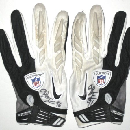 AJ Francis Miami Dolphins Game Worn & Signed Nike Super Bad Gloves - Worn Vs Carolina Panthers, 2 TFL’s & Sack