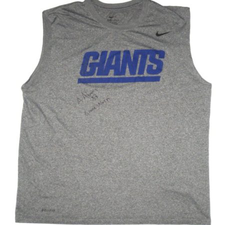 Andrew Adams Rookie Game Worn & Signed Gray New York Giants #33 Nike Dri-Fit XL Sleeveless