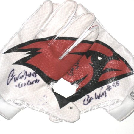Cole Wick Game Worn & Autographed RARE Incarnate Word Cardinals Team Logo Adidas Adizero Gloves