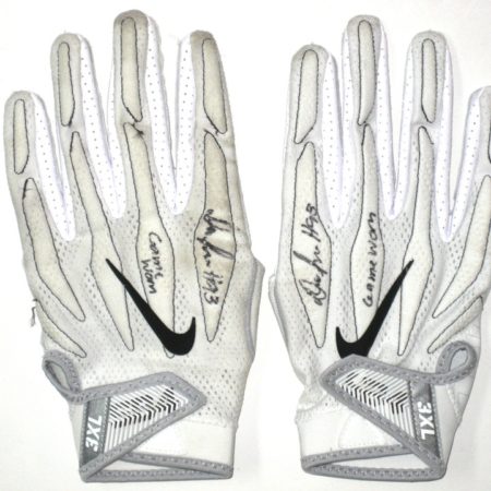 Deon Simon New York Jets Game Worn & Signed White & Black Nike Superbad 4.0 3XL Gloves
