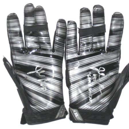 Josh Mauro Arizona Cardinals Game Used & Signed Black & Silver Nike Superbad XXL Gloves