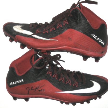 Josh Mauro Arizona Cardinals 2015 Game Worn & Signed Red & Black Nike Alpha Cleats
