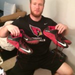 Josh Mauro with Arizona Cardinals 2015 Game Worn & Signed Red & Black Nike Alpha Cleats