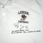 Ryan Spadola Travel Worn & Signed Official White Lehigh Mountain Hawks Russell Polo Shirt