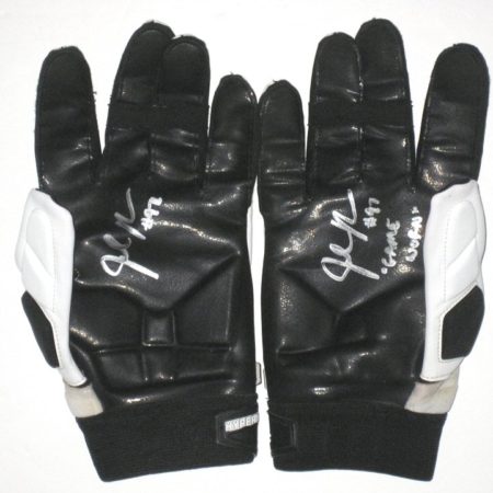 Josh Mauro Arizona Cardinal Game Worn & Signed White & Black Nike Hyperbeast XXL Gloves