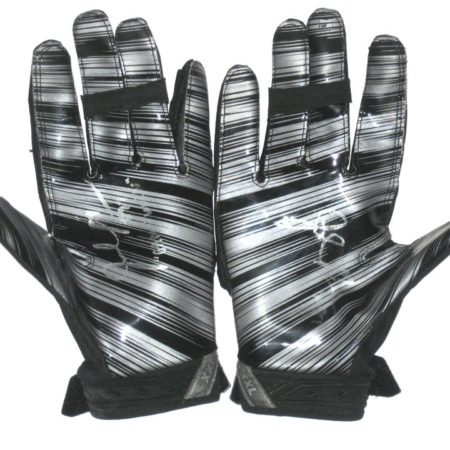 Josh Mauro Arizona Cardinals Game Used & Signed Black & Silver Nike Superbad XXL Gloves