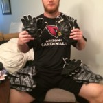 Josh Mauro with Arizona Cardinals Game Worn & Signed Black & White Nike Hyperbeast XXL Gloves